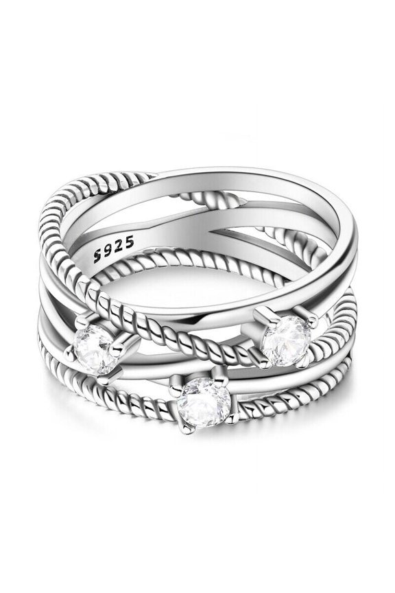 Multi Row Three Stone Diamond Ring 2.1 Ct Round Diamond 14K White Gold Over