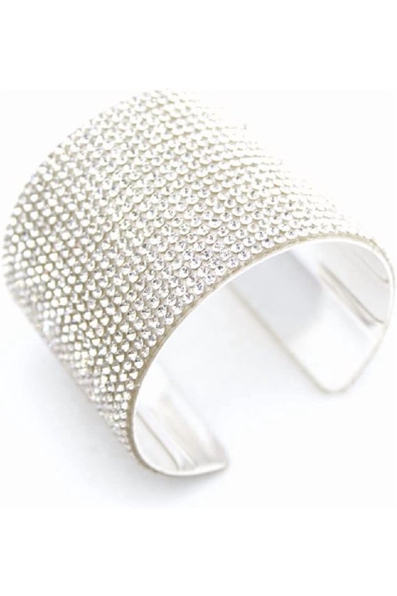 Multi Rows Rhinestone Bracelet Crystal Wide Arm Cuff Bangle for Women Bridal Statement Party Wedding Prom Jewelry[u60698]