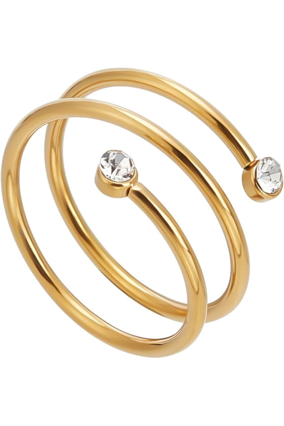 Multi Rows Wrap Wave Stacking Ring Golden 304 Stainless Steel Micro Pave Cubic Zirconia Cuff Ring Wrap Ring Thumb Ring Minimalist Open Finger Ring Trendy Statement Ring for Jewelry Gift diy