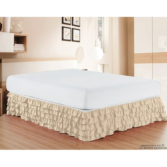 Multi Ruffle Bed Skirt 15inch Drop California King Cream