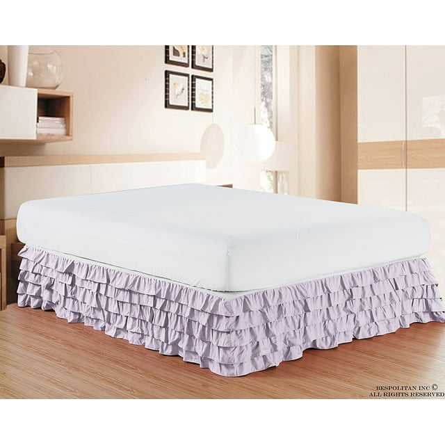 Multi Ruffle Bed Skirt 15inch Drop Full,LilacLavender