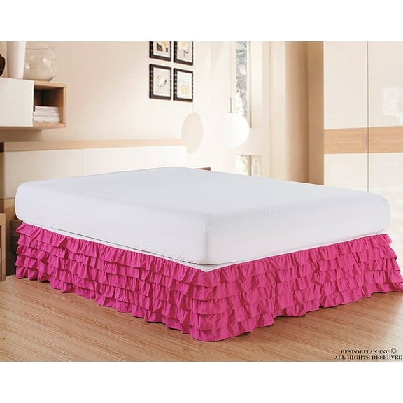 Multi Ruffle Bed Skirt 15inch Drop Full,Pink