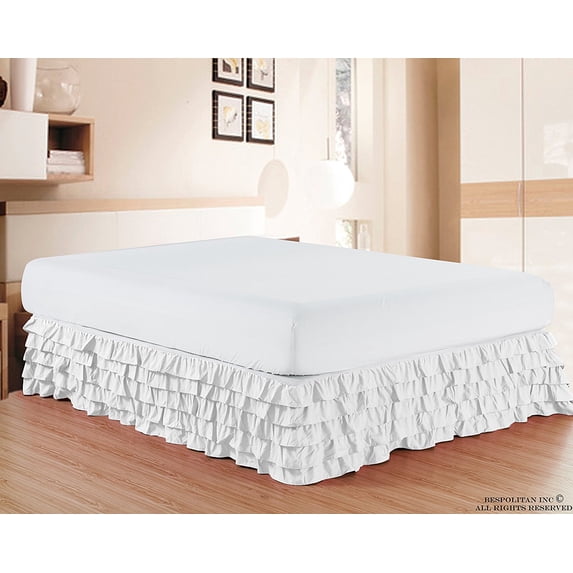 Multi Ruffle Bed Skirt 15inch Drop Full,White