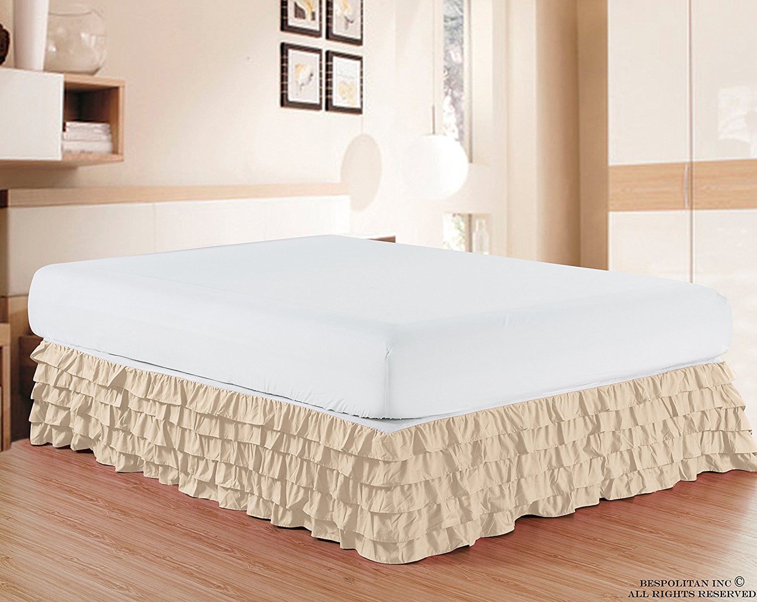 Free Shipping! Multi Ruffle Bed Skirt 15inch Drop King Cream - Walmart ...