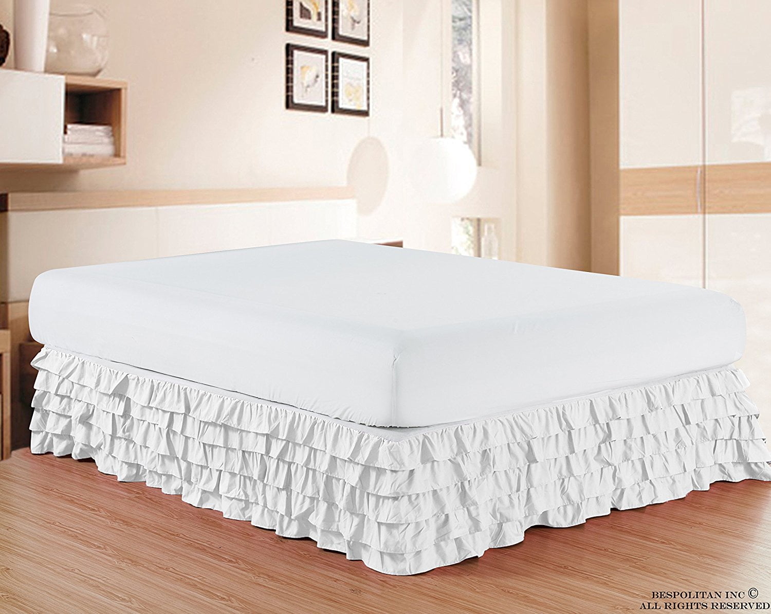 Multi Ruffle Bed Skirt 15inch Drop King White