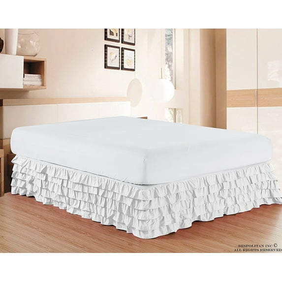 Multi Ruffle Bed Skirt 15inch Drop Twin White