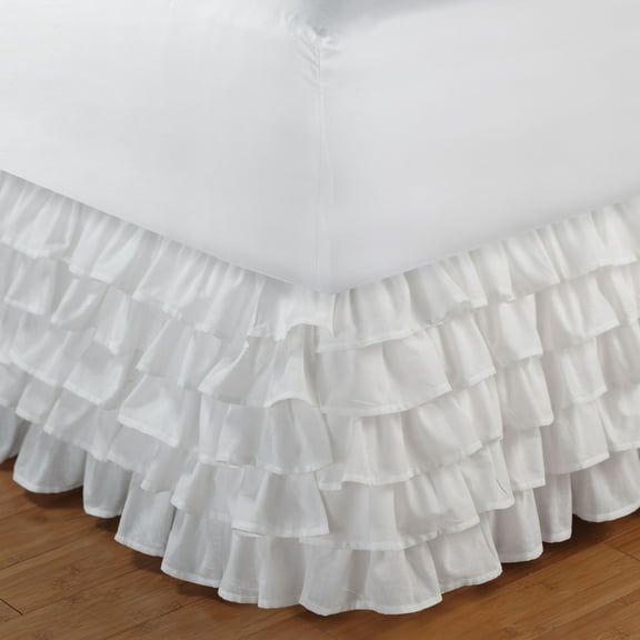 Multi-Ruffle White Bed Skirt 15" King