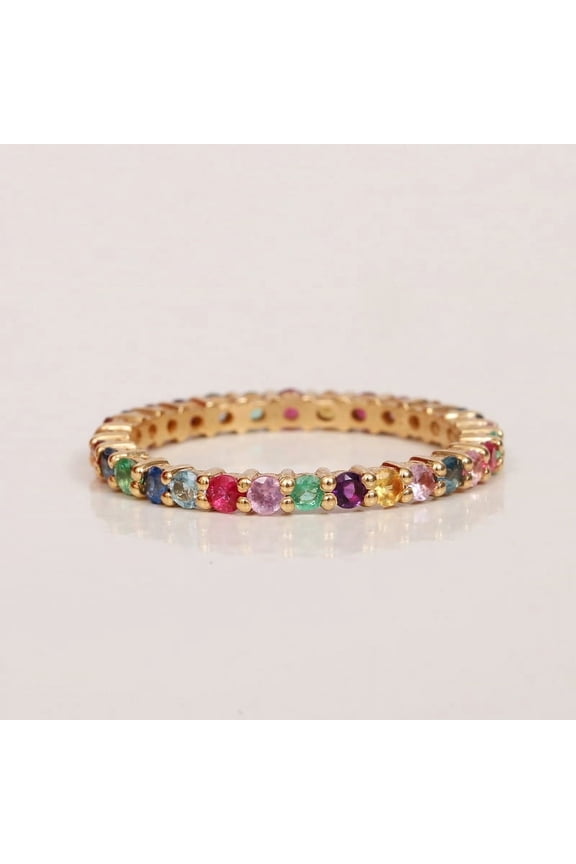 Multi Sapphire amd Rainbow Sapphire Gemstone Rings, Full Eternity Proposal Ring, Gift for Womens, 925 Starling Silver Rings, Stacking Handmade Ring, Anniversary Rings, Chirstmas Jewelry.