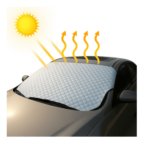All-Season Car Windshield Sunshade & Snow Cover – Summer Heat & UV Protection with Door Flaps and Storage Bag – 57.9 x 39.4 in – Fits Most Vehicles by Dependable Industries