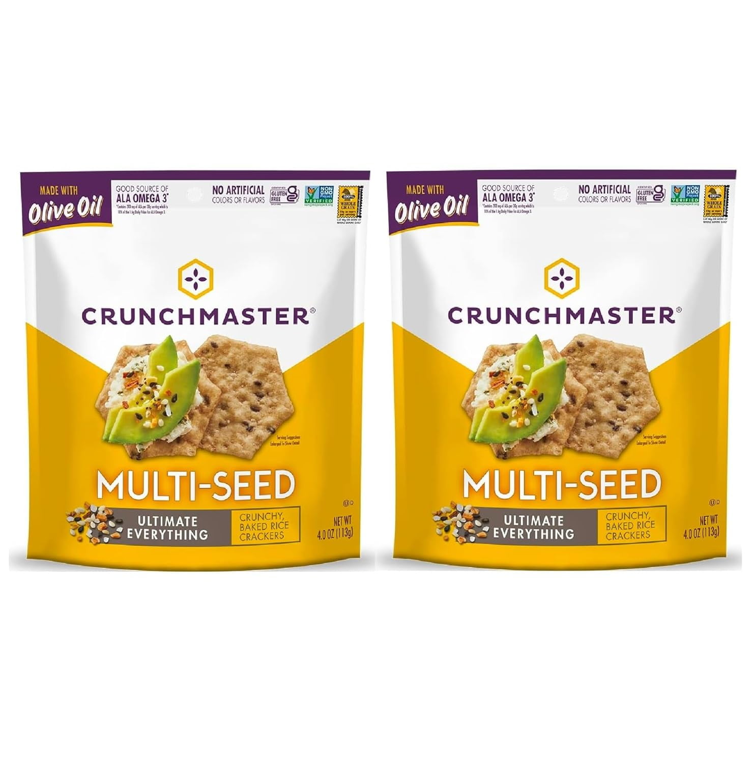 Multi-Seed Gluten Free Ultimate HHA1&nbsp;Everything, Baked Rice Crunchy Crackers (Pack of 2)- 4oz each