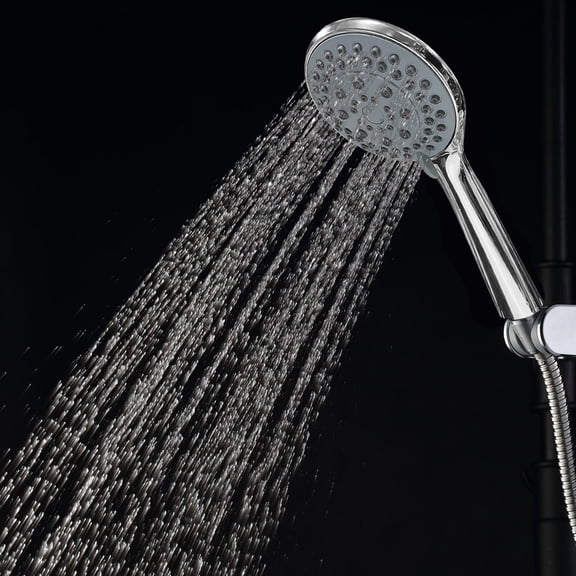 Multi-Setting High Pressure Chrome Plated Handheld Shower Head,Adjustable Spray Mode Anti-Clog Rubber Nozzle Shower Sprinkler