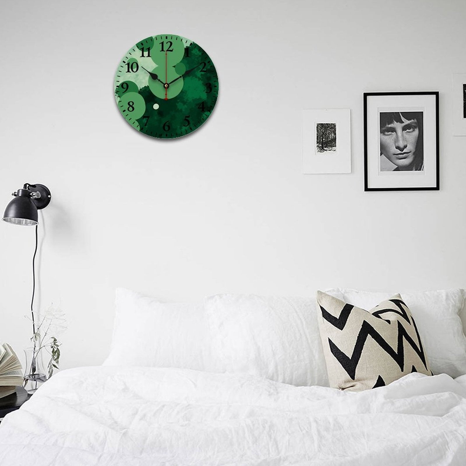 Wall Clock Color Full Multi Shade Green Overlapping Circle Abstract Decorative Wooden Wall ...