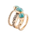 thumbnail image 1 of Multi-Shape Blue Turquoise and Golden Trio Ring Set, 1 of 2