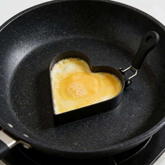Multi Shape Egg Shaper Set for Breakfast - 5 Shapes Star Flower Heart Square Circle, Non Stick Stainless with Heat Resistant Handle, 1PC