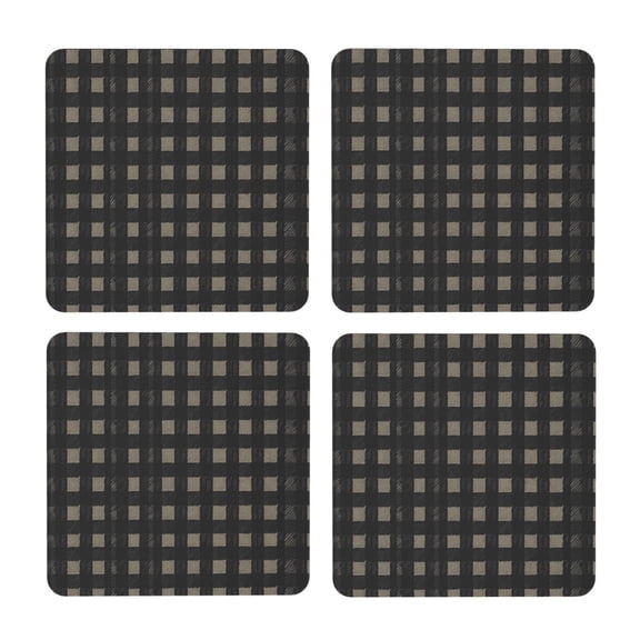 Multi-Shape Mdf Cork Coaster 4 Pieces Of Anti-Slip, Anti-Wear And Anti-Fouling 3.9in Easy To Clean And Stable Structure Black Houndstooth Vintage Texture_85706_3 Square