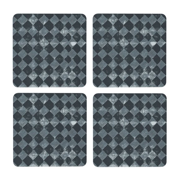 Multi-Shape Mdf Cork Coaster 4 Pieces Of Anti-Slip, Anti-Wear And Anti-Fouling 3.9in Easy To Clean And Stable Structure Darkslateblue Houndstooth Vintage Texture Hand-Drawn Sketch_3 Square