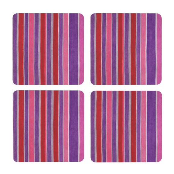 Multi-Shape Mdf Cork Coaster 4 Pieces Of Anti-Slip, Anti-Wear And Anti-Fouling 3.9in Easy To Clean And Stable Structure Mediumvioletred Stripe_1 Square