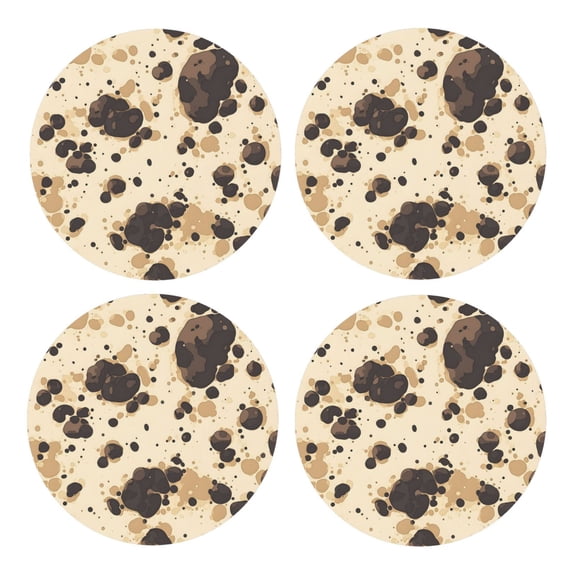 Multi-Shape Mdf Cork Coaster 4 Pieces Of Anti-Slip, Anti-Wear And Anti-Fouling 3.9in Easy To Clean And Stable Structure Milk Cow Print Style Sienna_1 Round Shape