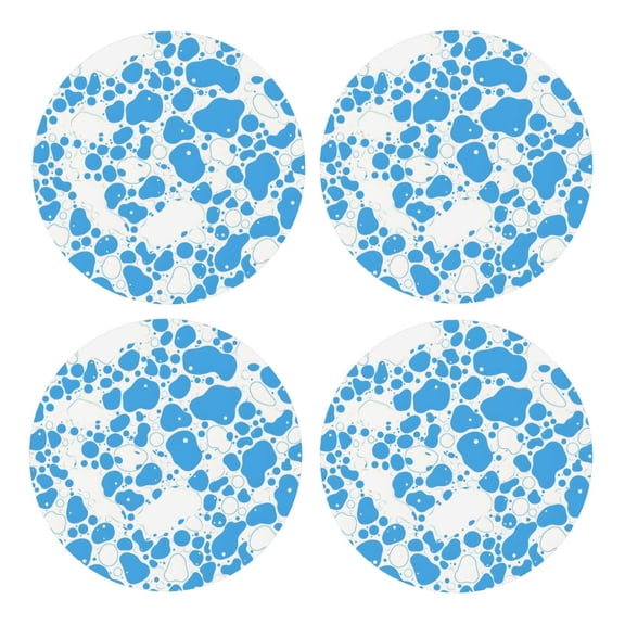 Multi-Shape Mdf Cork Coaster 4 Pieces Of Anti-Slip, Anti-Wear And Anti-Fouling 3.9in Easy To Clean And Stable Structure Milk Cow Skin Print Style Powderblue_3 Round Shape
