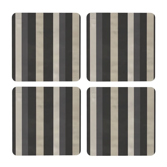 Multi-Shape Mdf Cork Coaster 4 Pieces Of Anti-Slip, Anti-Wear And Anti-Fouling 3.9in Easy To Clean And Stable Structure Pale Violet Grey Stripe_2 Square
