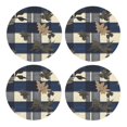 thumbnail image 1 of Multi-Shape Mdf Cork Coaster 4 Pieces Of Anti-Slip, Anti-Wear And Anti-Fouling 3.9in Easy To Clean And Stable Structure Plaid Fall Camo Royalblue_2 Round Shape, 1 of 7