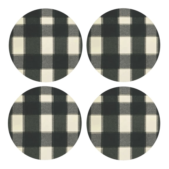Multi-Shape Mdf Cork Coaster 4 Pieces Of Anti-Slip, Anti-Wear And Anti-Fouling 3.9in Easy To Clean And Stable Structure Springgreen Buffalo Plaid Check Tartan Scotland_99154_1 Round Shape