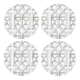 thumbnail image 1 of Multi-Shape Mdf Cork Coaster 4 Pieces Of Anti-Slip, Anti-Wear And Anti-Fouling 3.9in Easy To Clean And Stable Structure White Moroccan Trellis Hand-Drawn Sketch_1 Round Shape, 1 of 7