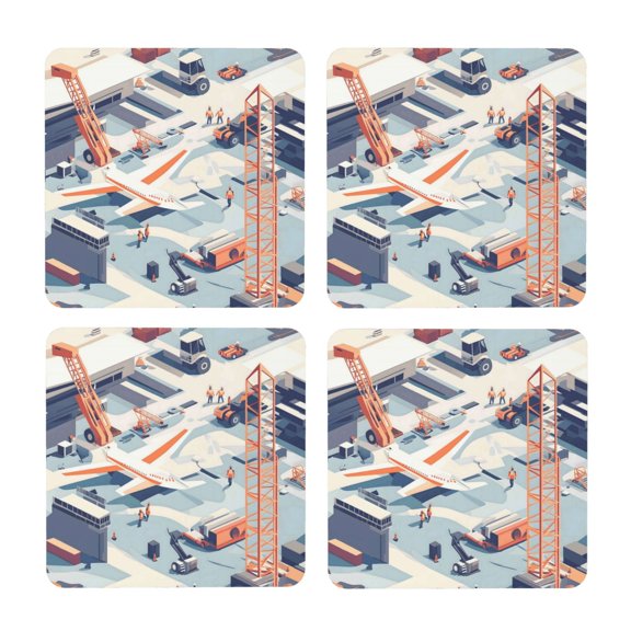 Multi-Shape Mdf Cork Coaster 4 Pieces Of Anti-Slip, Anti-Wear And Anti-Fouling 3.9in Easy To Clean And Stable Structure Construction Site Square