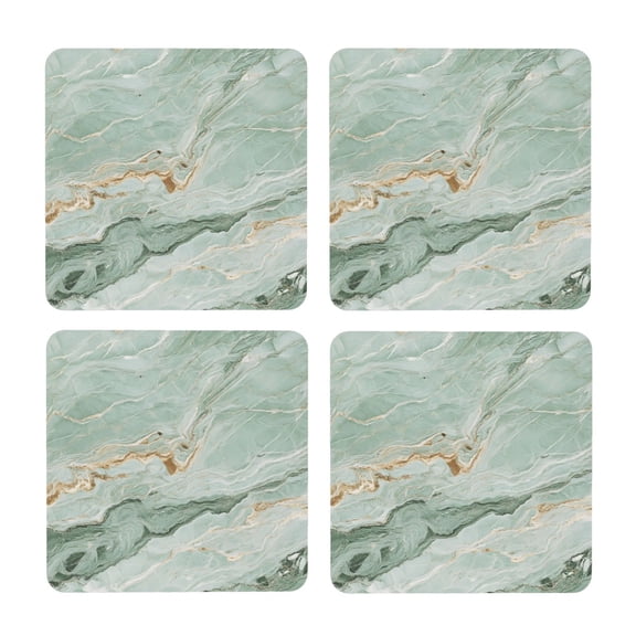 Multi-Shape Mdf Cork Coaster 4 Pieces Of Anti-Slip, Anti-Wear And Anti-Fouling 3.9in Easy To Clean And Stable Structure Lightseagreen Marble_3 Square