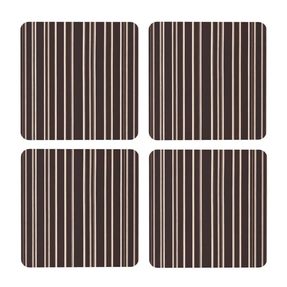 Multi-Shape Mdf Cork Coaster 4 Pieces Of Anti-Slip, Anti-Wear And Anti-Fouling 3.9in Easy To Clean And Stable Structure Maroon Stripe_1 Square