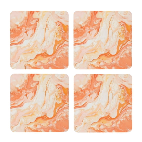 Multi-Shape Mdf Cork Coaster 4 Pieces Of Anti-Slip, Anti-Wear And Anti-Fouling 3.9in Easy To Clean And Stable Structure Peachpuff Marble_1 Square