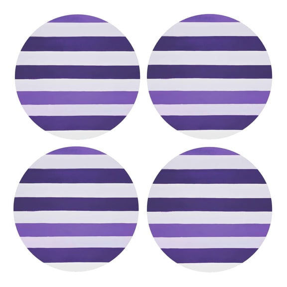 Multi-Shape Mdf Cork Coaster 4 Pieces Of Anti-Slip, Anti-Wear And Anti-Fouling 3.9in Easy To Clean And Stable Structure Violet Stripe_1 Round Shape