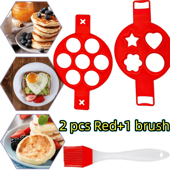 Multi-Shape Pancake and Egg Mold - BPA-Free Silicone with Easy-Flip Design