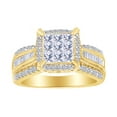 thumbnail image 1 of AFFY Multi Shape White Natural Diamond Square Cluster Engagement Ring In 10K Solid Yellow Gold (1 cttw)-4, 1 of 1
