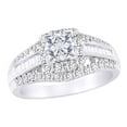 thumbnail image 1 of AFFY Multi Shape White Natural Diamond Three Row Fashion Ring In 10k White Gold (1.00 cttw) Ring Size-10, 1 of 2