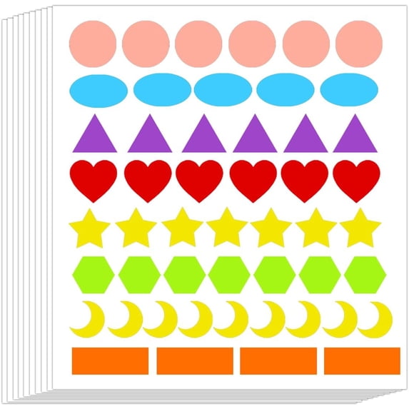 Multi-Shaped Color Coding Stickers 0.75 Inch Colorful Coding Labels Round Labels for Scrapbook 500 Pcs