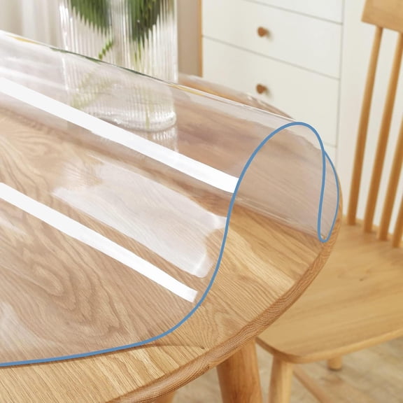 Multi-Size 36 inch Dia Round PVC Clear Table Protector 1.5mm Thick Plastic Tablecloth Large Clear Vinyl Table Pad Mat Protective for Office Desk Dining Coffee End Dinner Tabletop Wipeable Waterproof