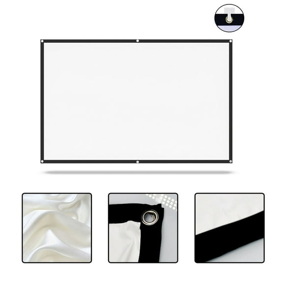 Multi Size Anti Crease Polyester Projector Curtain,Double Sided High Bright Projection Screen,Foldable Portable Clear Imaging Display with Storage Bag for Indoor Home Outdoor Camping Movie Viewing