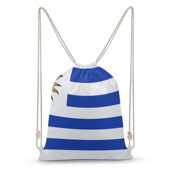 Multi-Size Canvas Bundle Pocket Drawstring Backpack With Large Capacity, Easy Shrinkage And Strong Bearing Capacity For Travel And Travel To Work Flag Uruguay Accurate