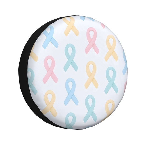 Multi-Size Car Tire Dust Cover Sunscreen, Corrosion, Dust And Water Keep Spare Tires Clean Cancer Awareness Ribbon Pattern - Soft Multicolor 14 Inch