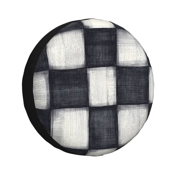 Multi-Size Car Tire Dust Cover Sunscreen, Corrosion, Dust And Water Keep Spare Tires Clean Darkgray Checked Hand-Drawn Sketch_2 14 Inch