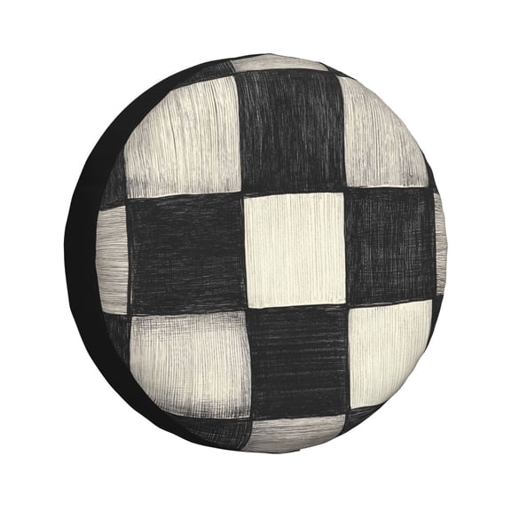 Multi-Size Car Tire Dust Cover Sunscreen, Corrosion, Dust And Water Keep Spare Tires Clean Darkgray Checked Hand-Drawn Sketch_3 14 Inch