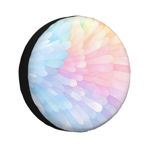 Multi-Size Car Tire Dust Cover Sunscreen, Corrosion, Dust And Water Keep Spare Tires Clean Gray Tie-Dye Background Rainbow Colors_4 17 Inch