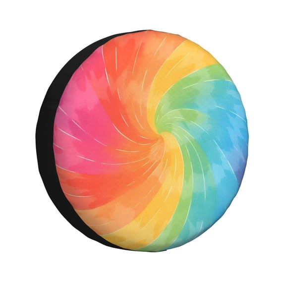 Multi-Size Car Tire Dust Cover Sunscreen, Corrosion, Dust And Water Keep Spare Tires Clean Mediumvioletred Tie Dye Background Rainbow Colors 16 Inch