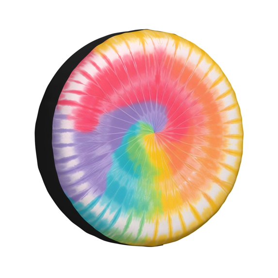 Multi-Size Car Tire Dust Cover Sunscreen, Corrosion, Dust And Water Keep Spare Tires Clean Tie-Dye Pattern Rainbow Colors (2) 15 Inch
