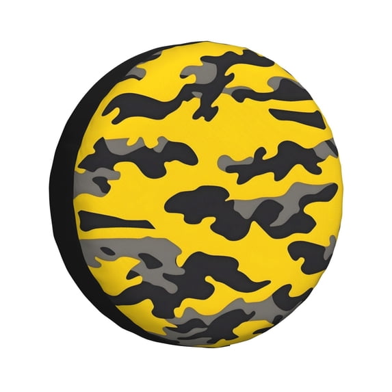 Multi-Size Car Tire Dust Cover Sunscreen, Corrosion, Dust And Water Keep Spare Tires Clean Vector Camouflage Pattern Yellow_1 17 Inch