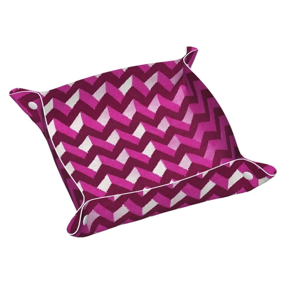 Multi-Size Leather Tray Four Corners Four Button Design Anti-Scratch Waterproof Convenient Cleaning Convenient Storage Magenta Houndstooth_2 Medium