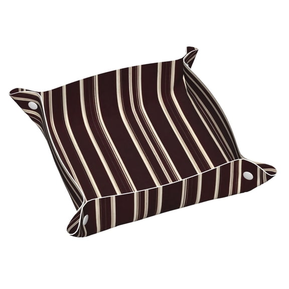 Multi-Size Leather Tray Four Corners Four Button Design Anti-Scratch Waterproof Convenient Cleaning Convenient Storage Maroon Stripe_1 Medium