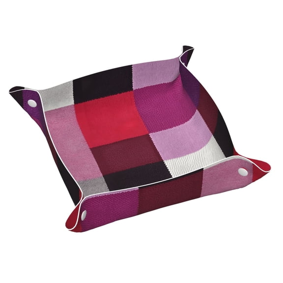 Multi-Size Leather Tray Four Corners Four Button Design Anti-Scratch Waterproof Convenient Cleaning Convenient Storage Palevioletred Buffalo Plaid Check Tartan Scotland_2 Medium