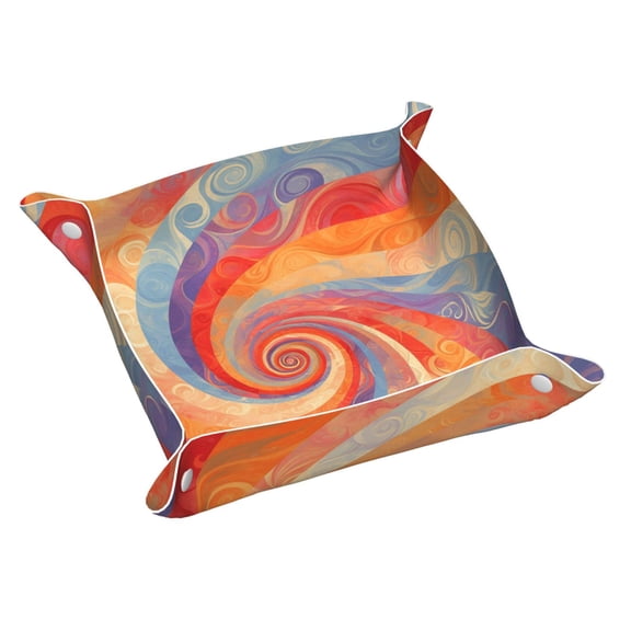 Multi-Size Leather Tray Four Corners Four Button Design Anti-Scratch Waterproof Convenient Cleaning Convenient Storage Palevioletred Tie-Dye Vibrant Colors And Swirling Small